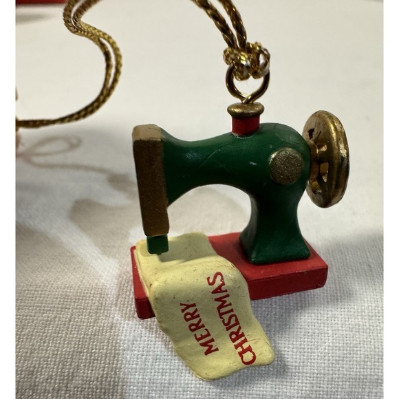 Other - Small Merry Christmas Tree Ornament or Charm Sewing Machine - 1" in Size